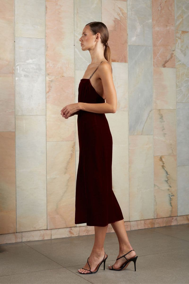 AMYA BURGUNDY MIDI DRESS - Image 4