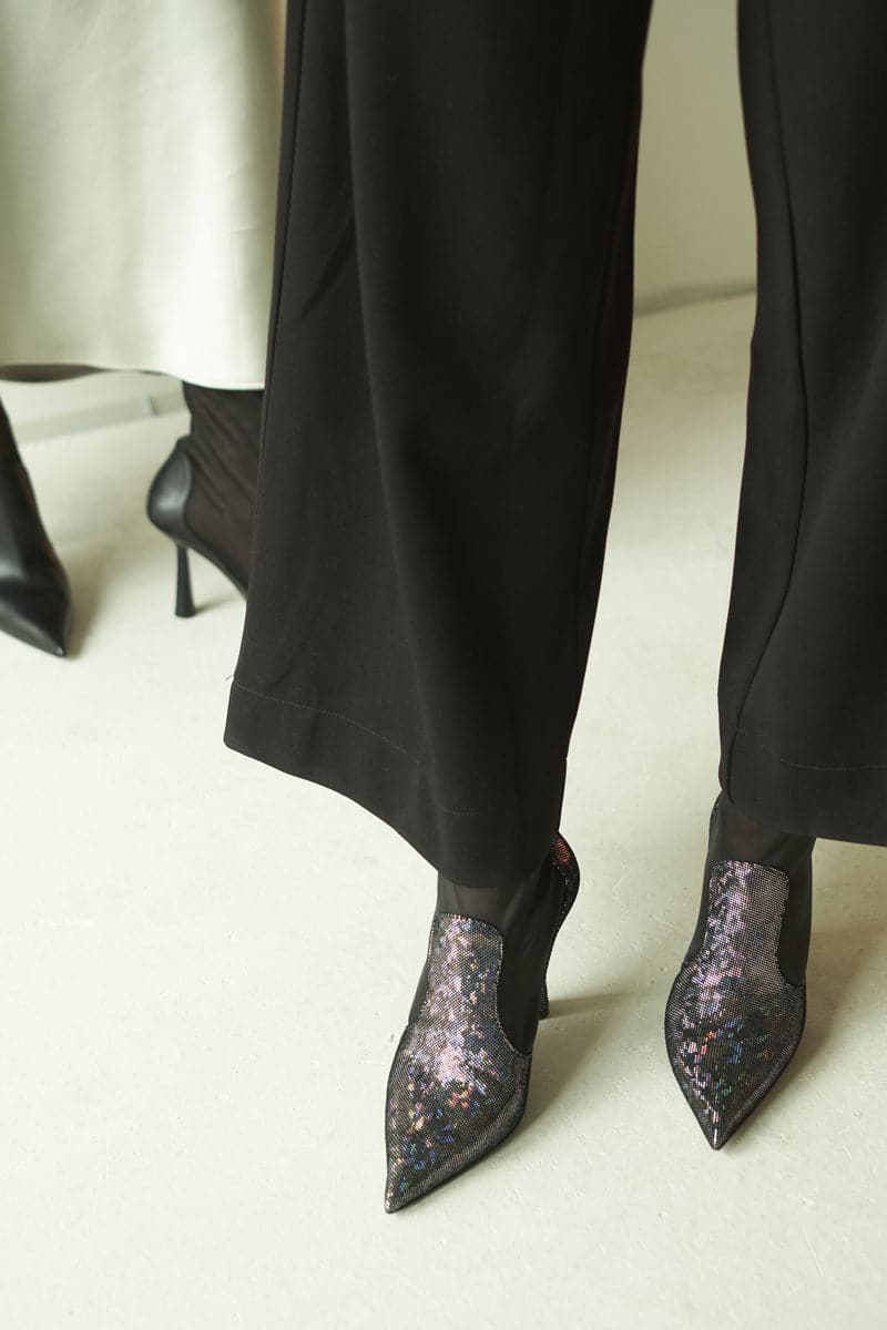 ANNA BLACK DISCO HEELED BOOTS - Image 5