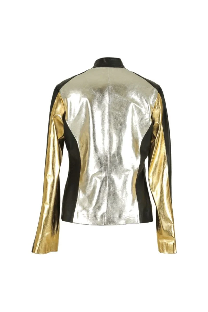 AURORA METALLIC LEATHER JACKET - Image 3