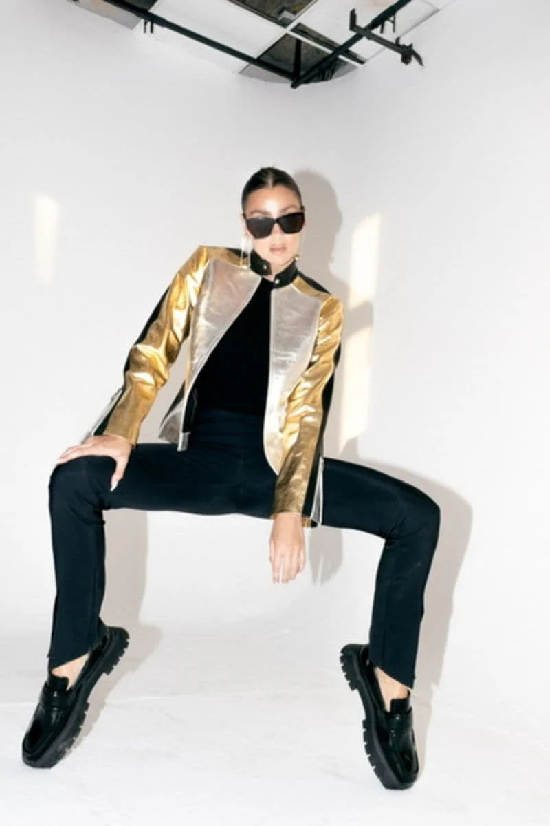 AURORA METALLIC LEATHER JACKET - Image 5