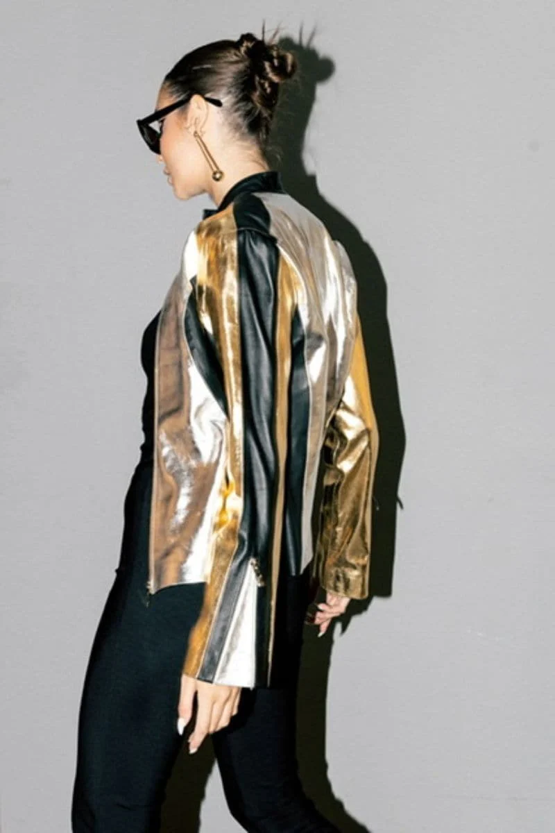 AURORA METALLIC LEATHER JACKET - Image 7