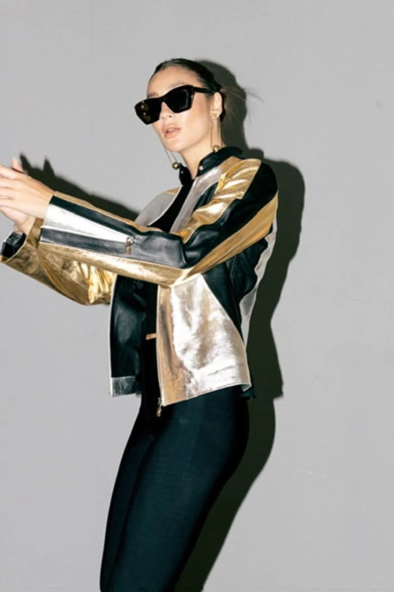 AURORA METALLIC LEATHER JACKET - Image 8
