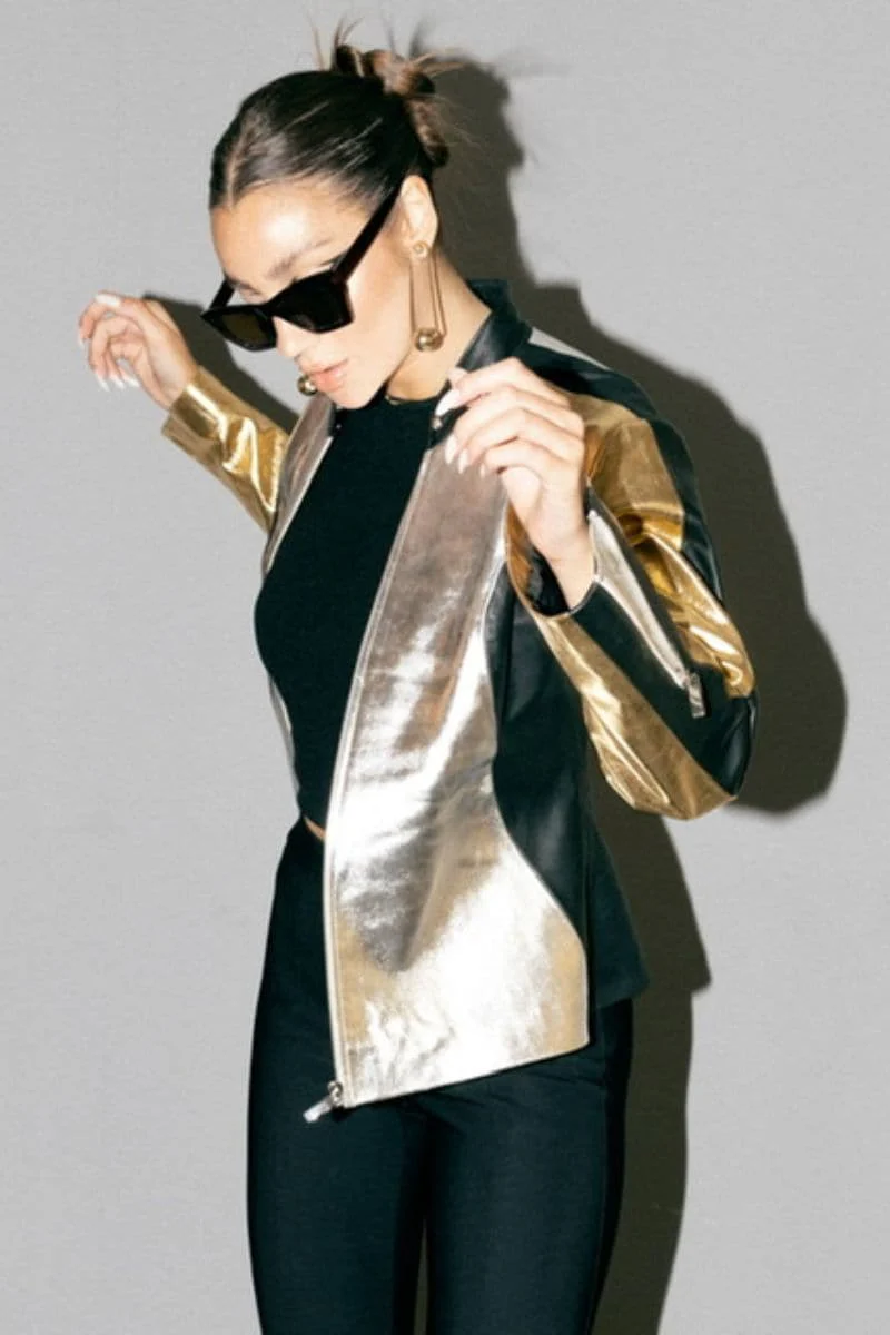 AURORA METALLIC LEATHER JACKET - Image 9