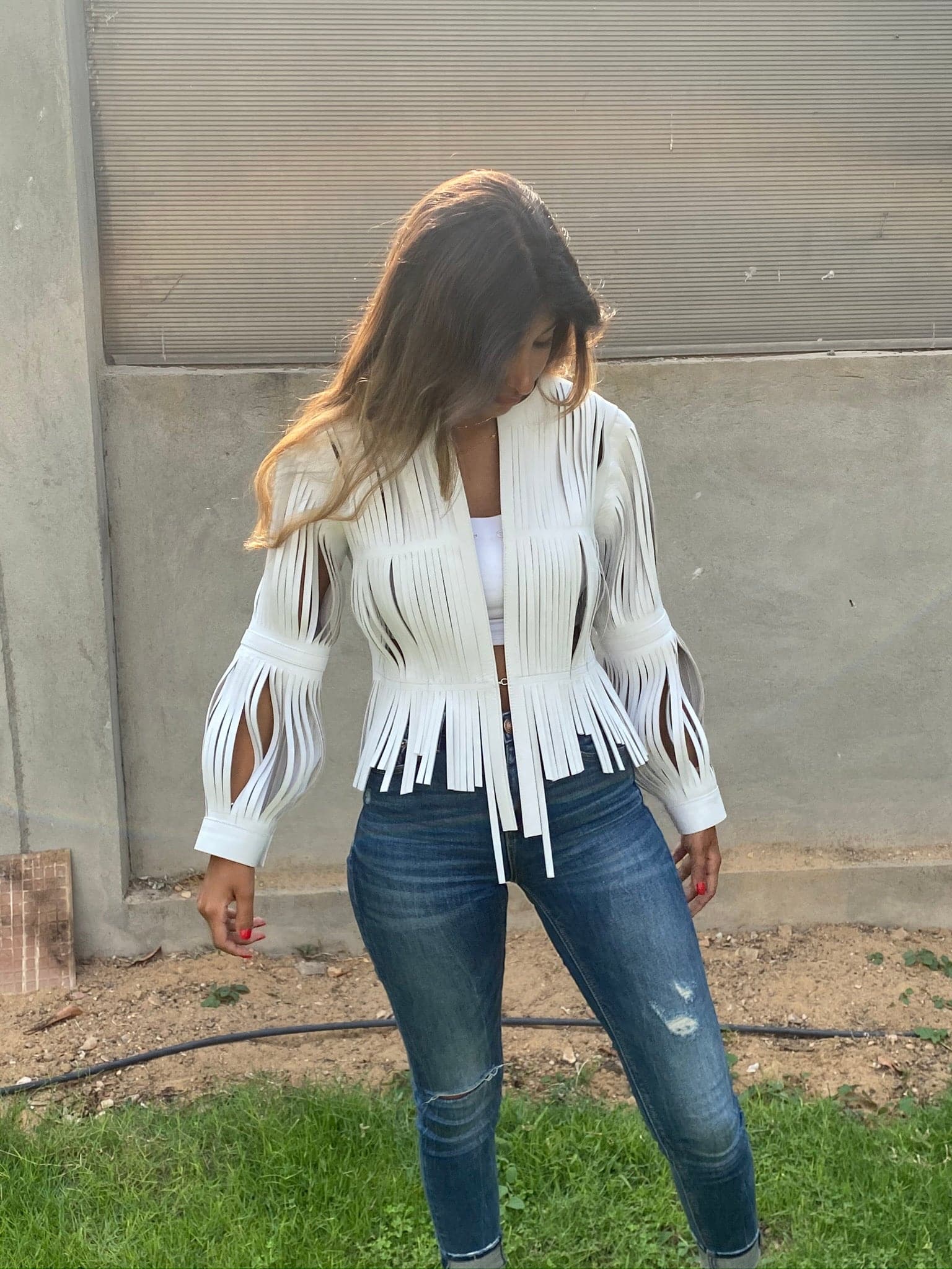 AYLA WHITE LEATHER JACKET - Image 3