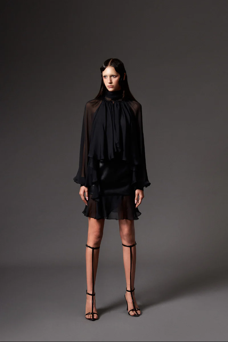 BALLOON-SLEEVE CHIFFON BLOUSE - Image 3