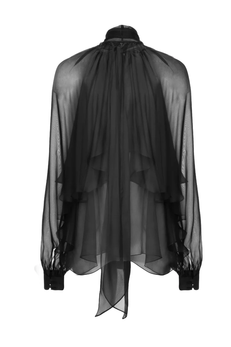 BALLOON-SLEEVE CHIFFON BLOUSE - Image 4