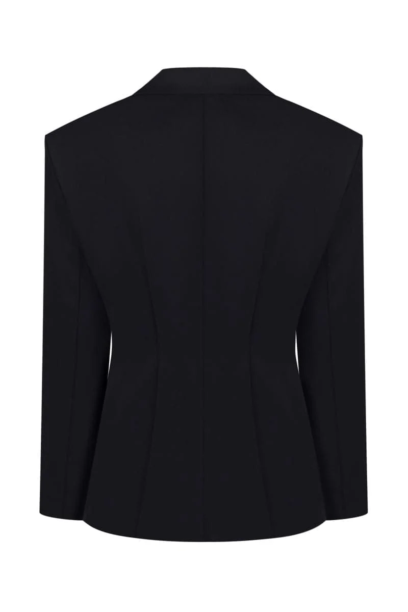 BLACK BARCODE FITTED BLAZER - Image 4