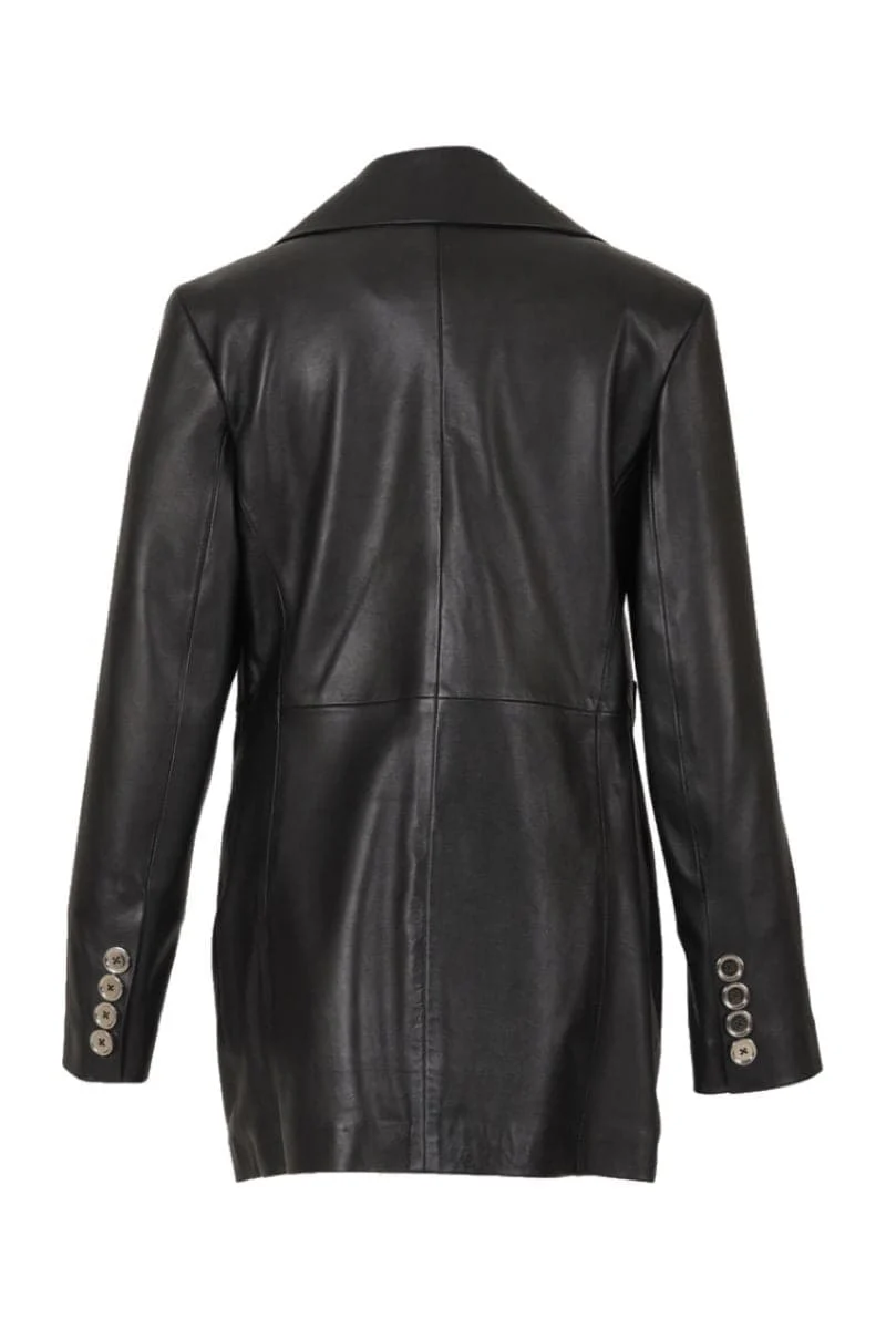 BLACK EZRA LEATHER BLAZER - Image 4