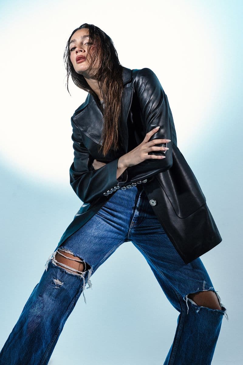 BLACK EZRA LEATHER BLAZER - Image 5