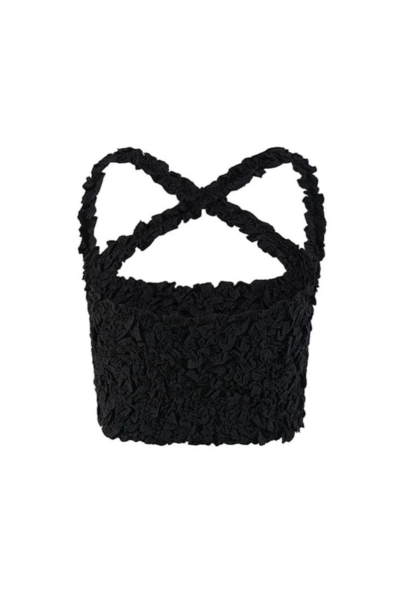 BLACK MIA SMOCKED CROP TOP - Image 4
