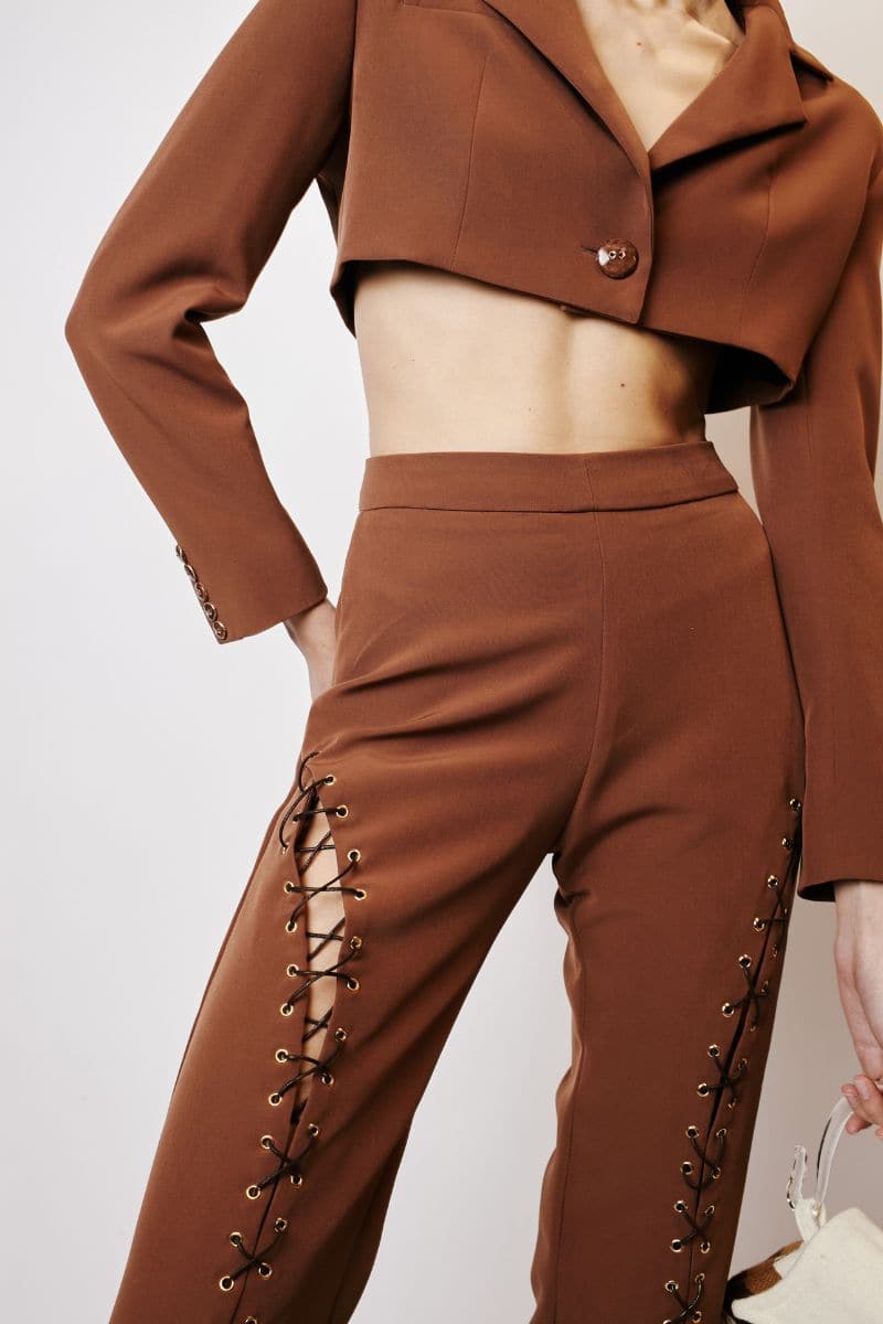 BROWN CROPPED BLAZER - Image 3