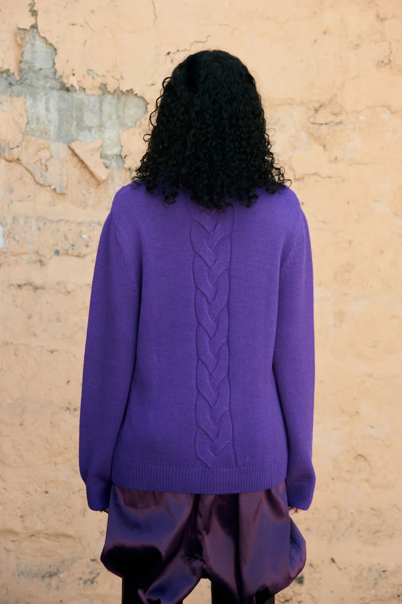 CABLES KNITTED PURPLE JUMPER - Image 4