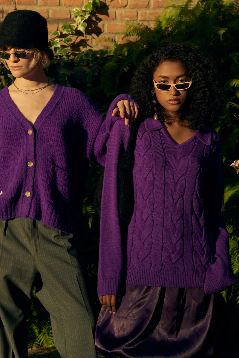 CABLES KNITTED PURPLE JUMPER - Image 5