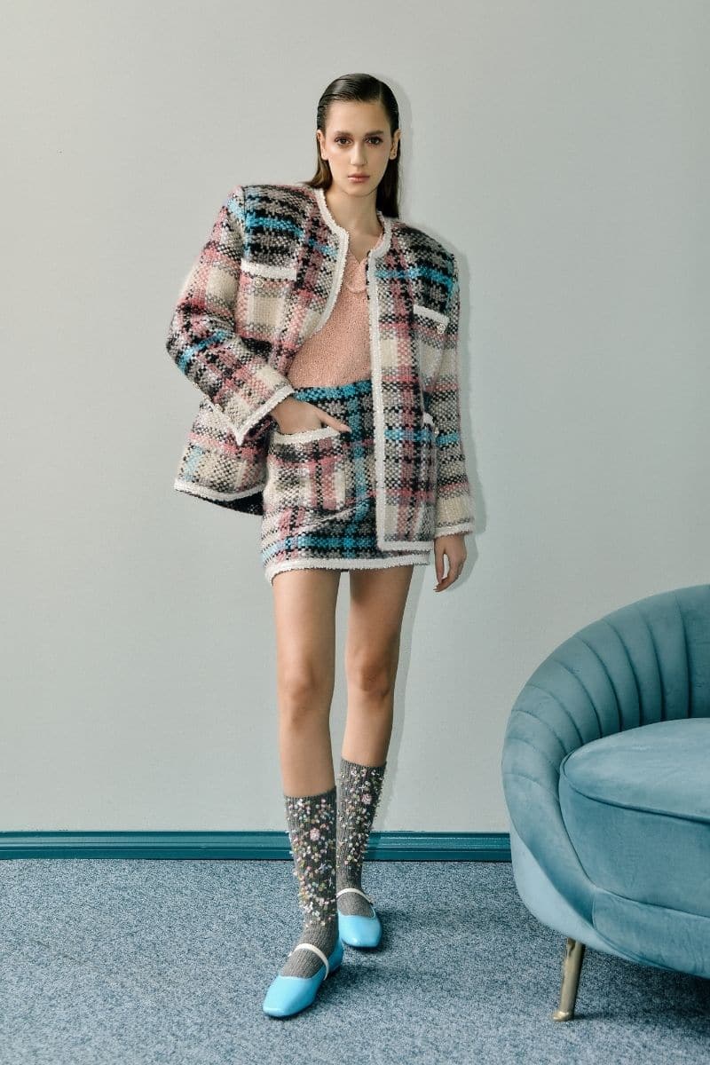 CHECKERED PINK AND BLUE WOOL-BLEND JACKET - Image 4