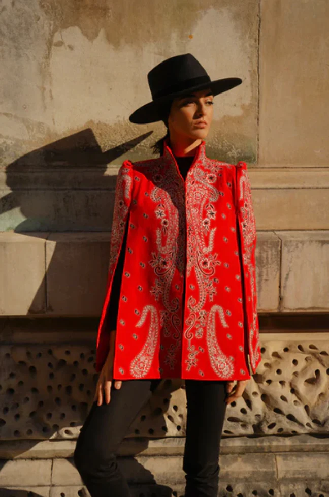 CHERRY PAISLEY-EMBROIDERED CAPE - Image 4