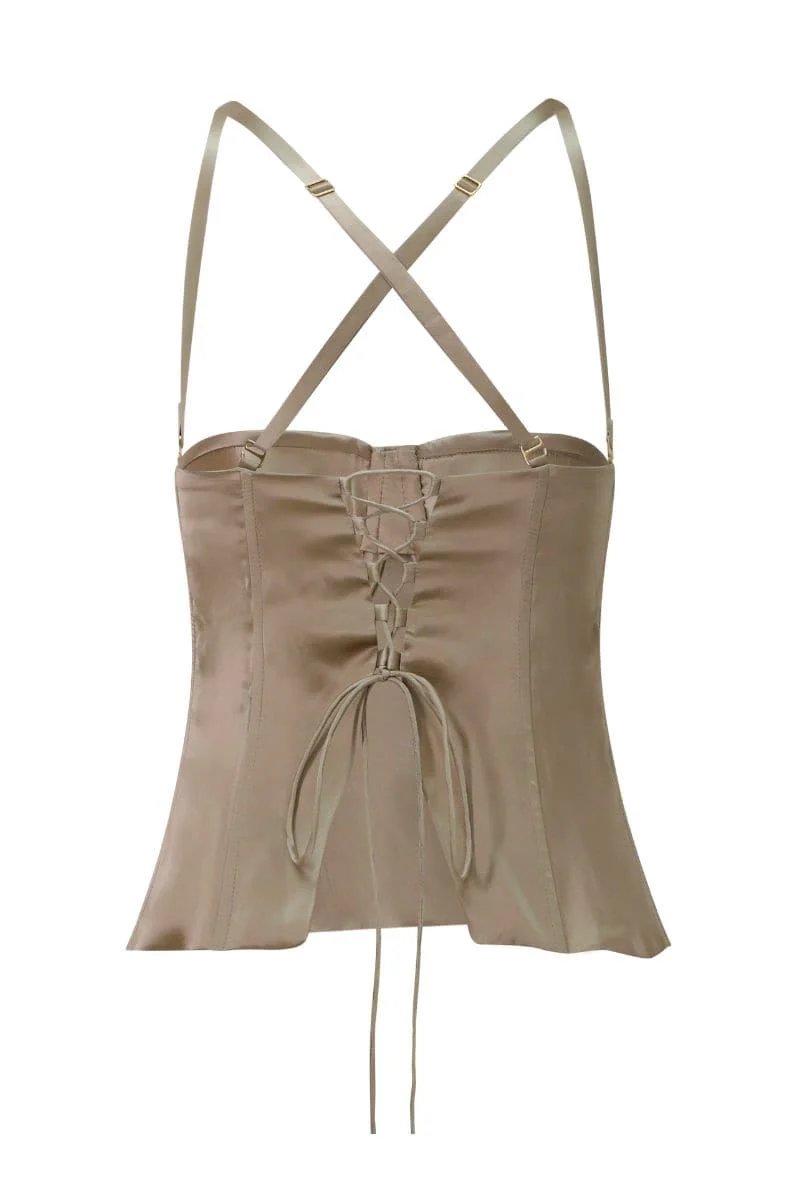 CHINCHILLA SILK AMIRA BUSTIER TOP - Image 4