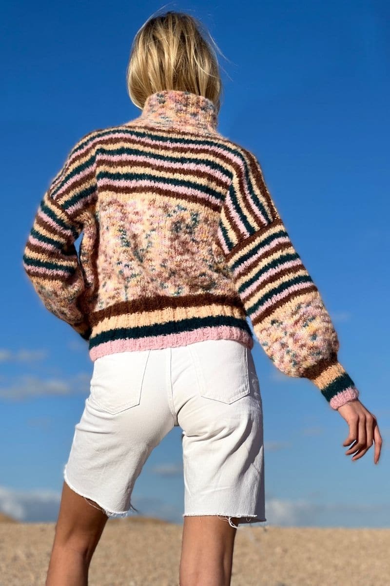 CHOCO DOUDOU STRIPES MOCK NECK SWEATER - Image 3