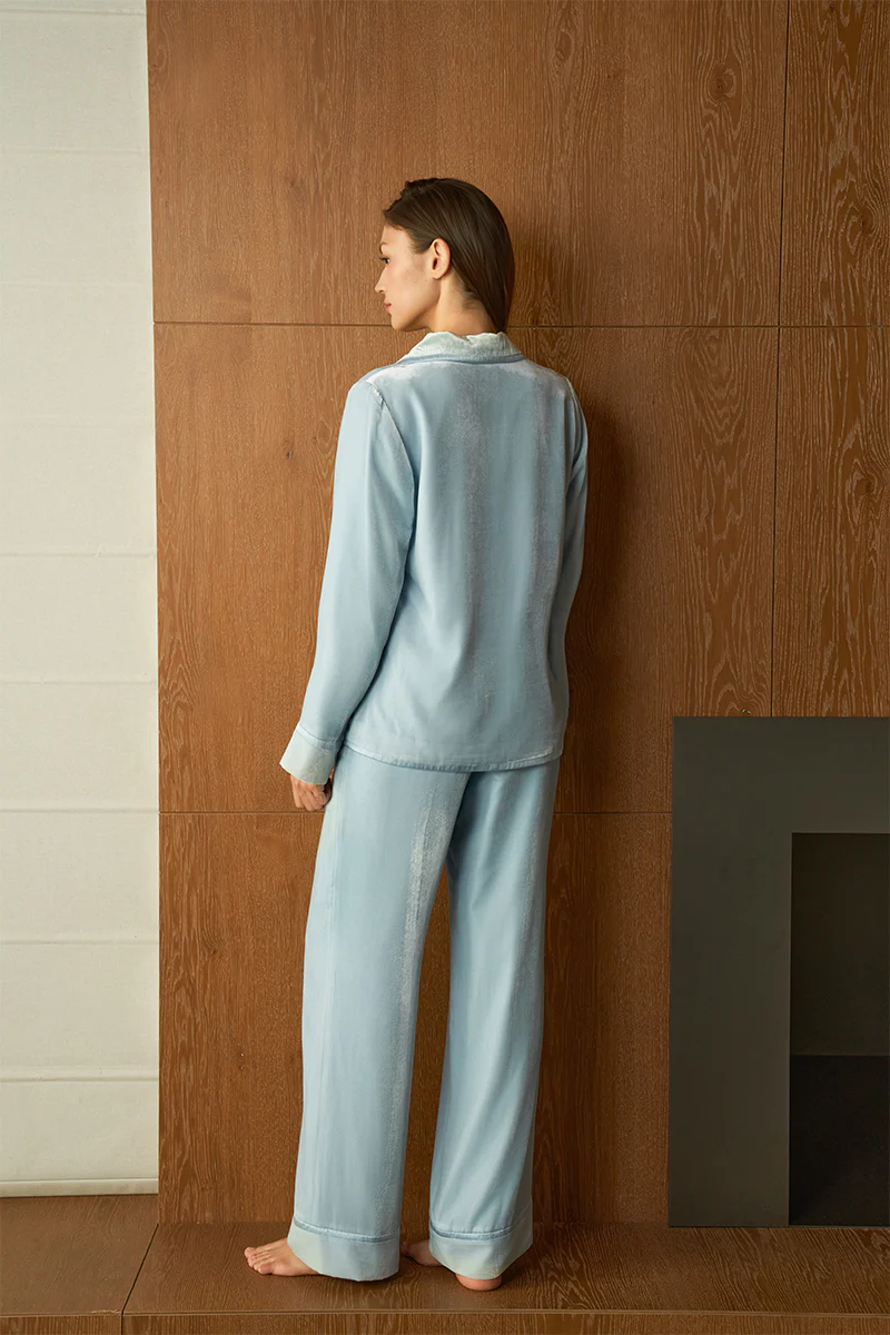 COMBO WOMEN'S VELVET PAJAMA SET IN BLUE - Image 3