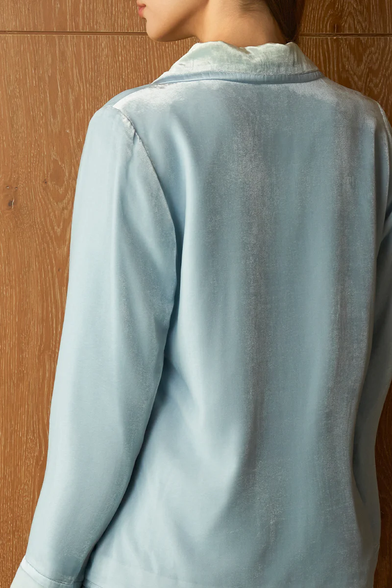 COMBO WOMEN'S VELVET PAJAMA SET IN BLUE - Image 5