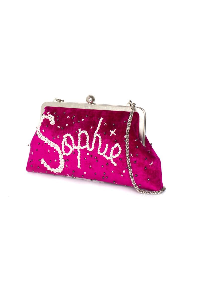 CUSTOMIZED FUCHSIA VELVET CLUTCH - Image 3
