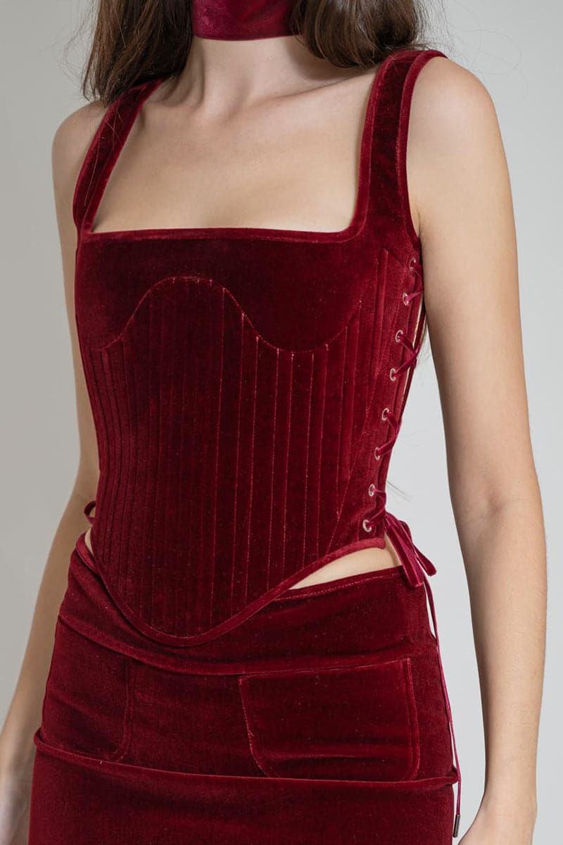 ELIZABETHAN CORSET IN BURGUNDY - Image 5