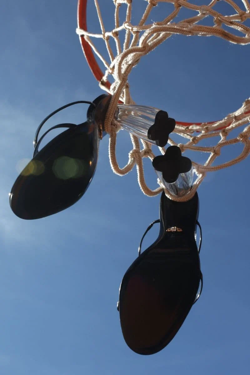 FIORELLINI GLASS BLACK PATENT BLOCK HEELS - Image 7