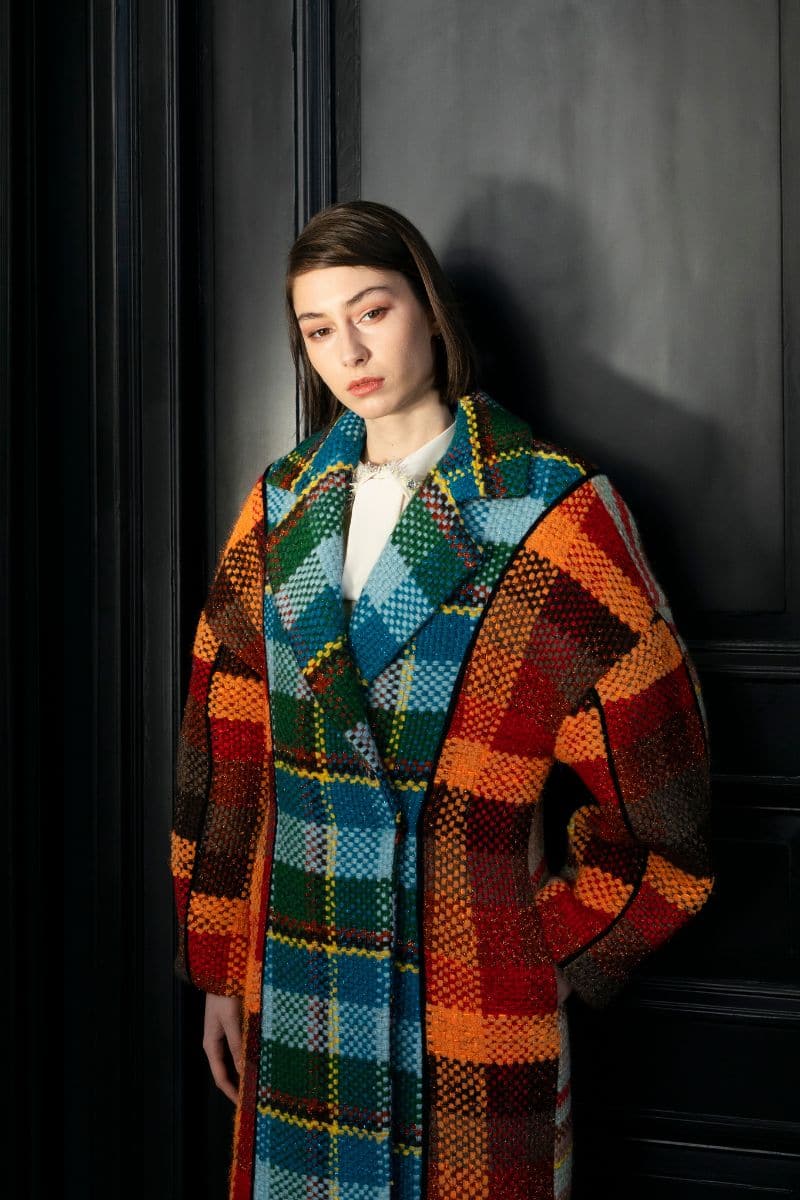 GEOMETRIC OVERSIZED BLUE AND ORANGE COAT - Image 3