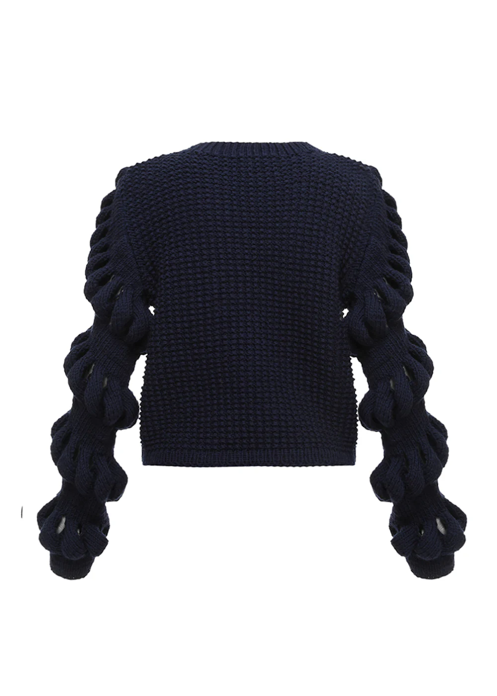 HAND-KNITTED WOOL-BLEND BLACK SWEATER - Image 3