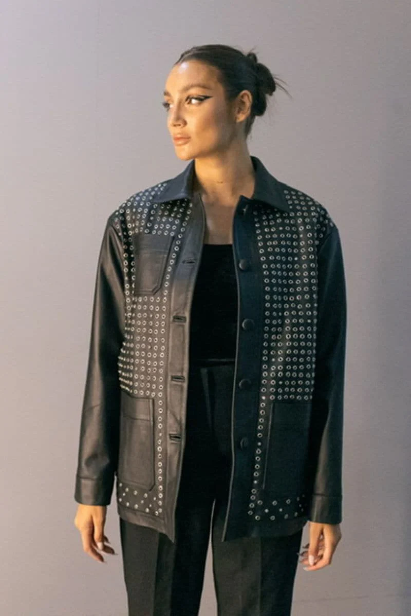 KARRI BLACK LEATHER JACKET - Image 4