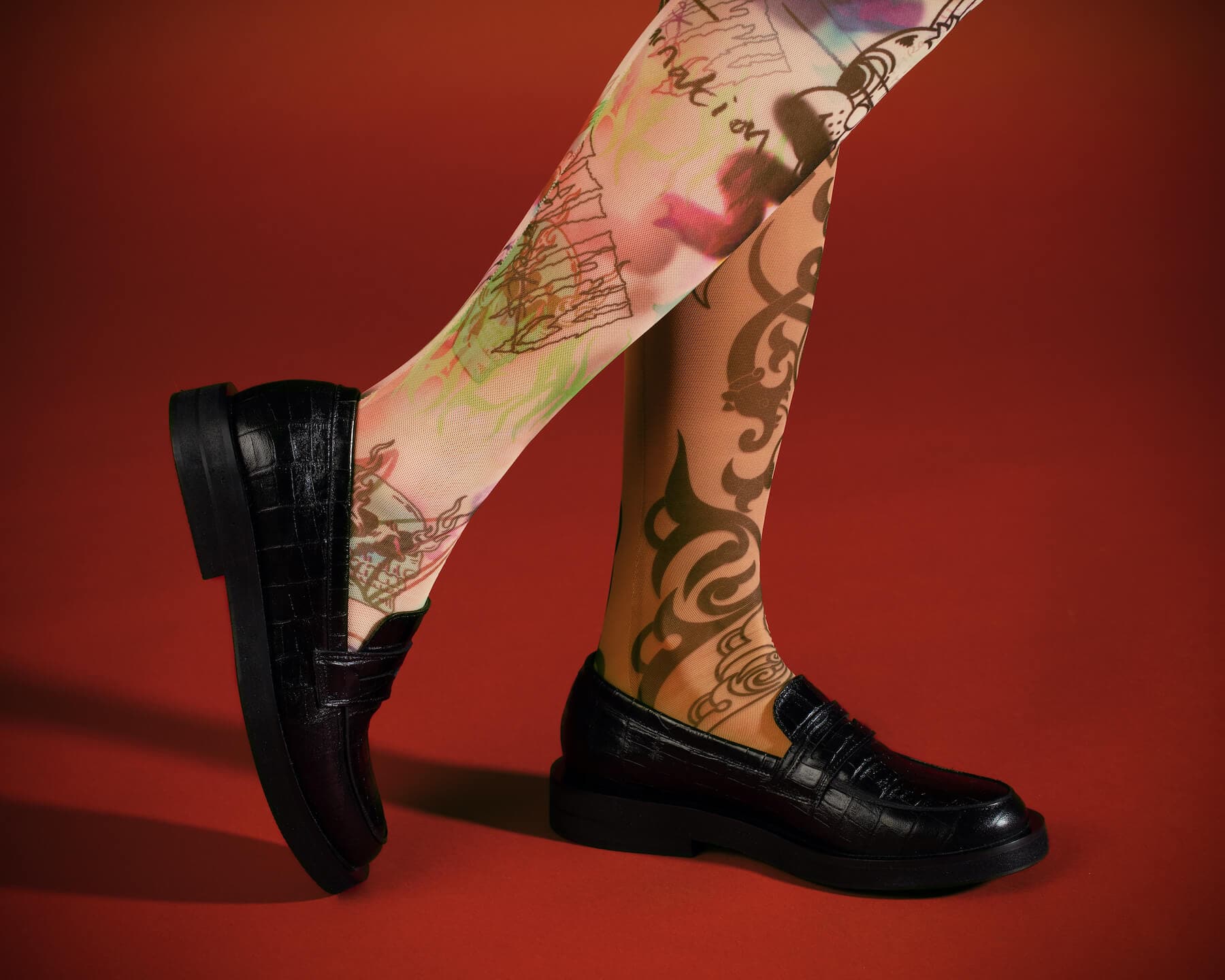 KATE CROC-EFFECT LEATHER LOAFERS - Image 5