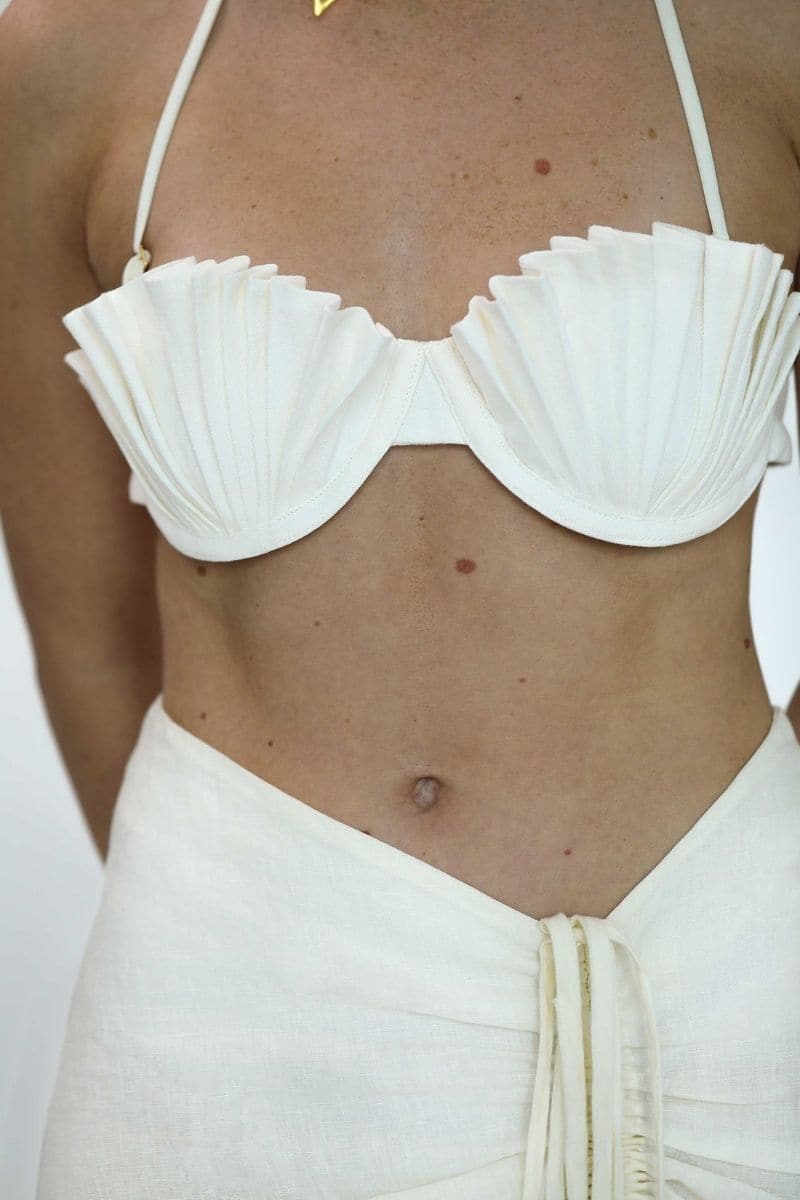 LINEN IVORY WHITE SHELL BRA TOP - Image 5