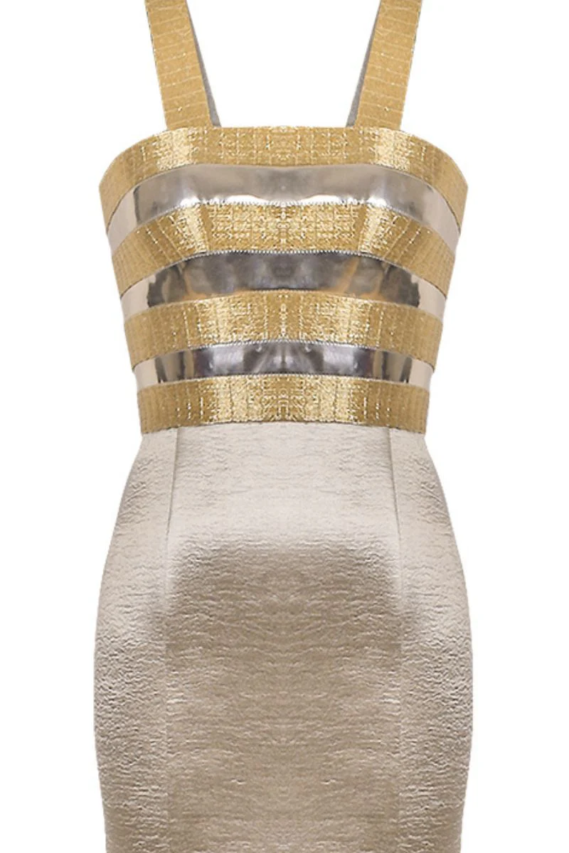 METALLIC GOLD FISHTAIL GOWN - Image 6
