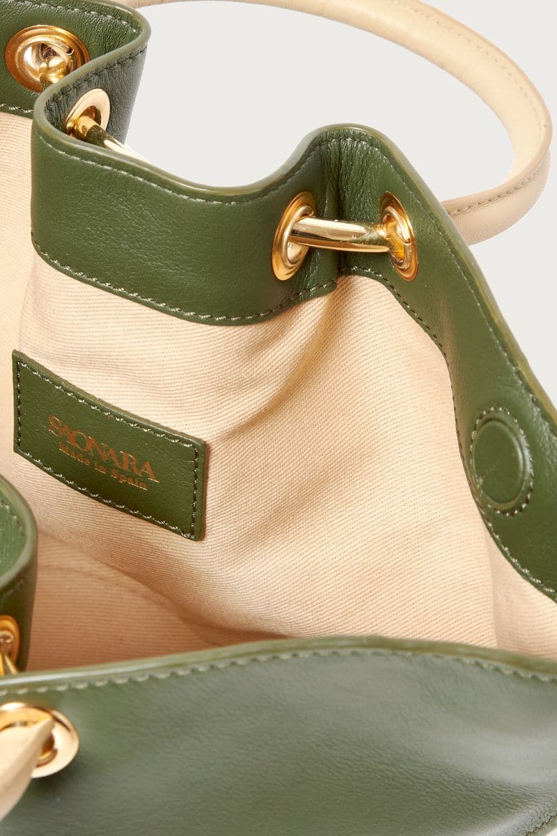MINI GREEN ARMY & CREAM CAPAZO BAG - Image 3