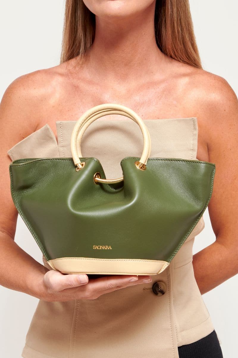 MINI GREEN ARMY & CREAM CAPAZO BAG - Image 4