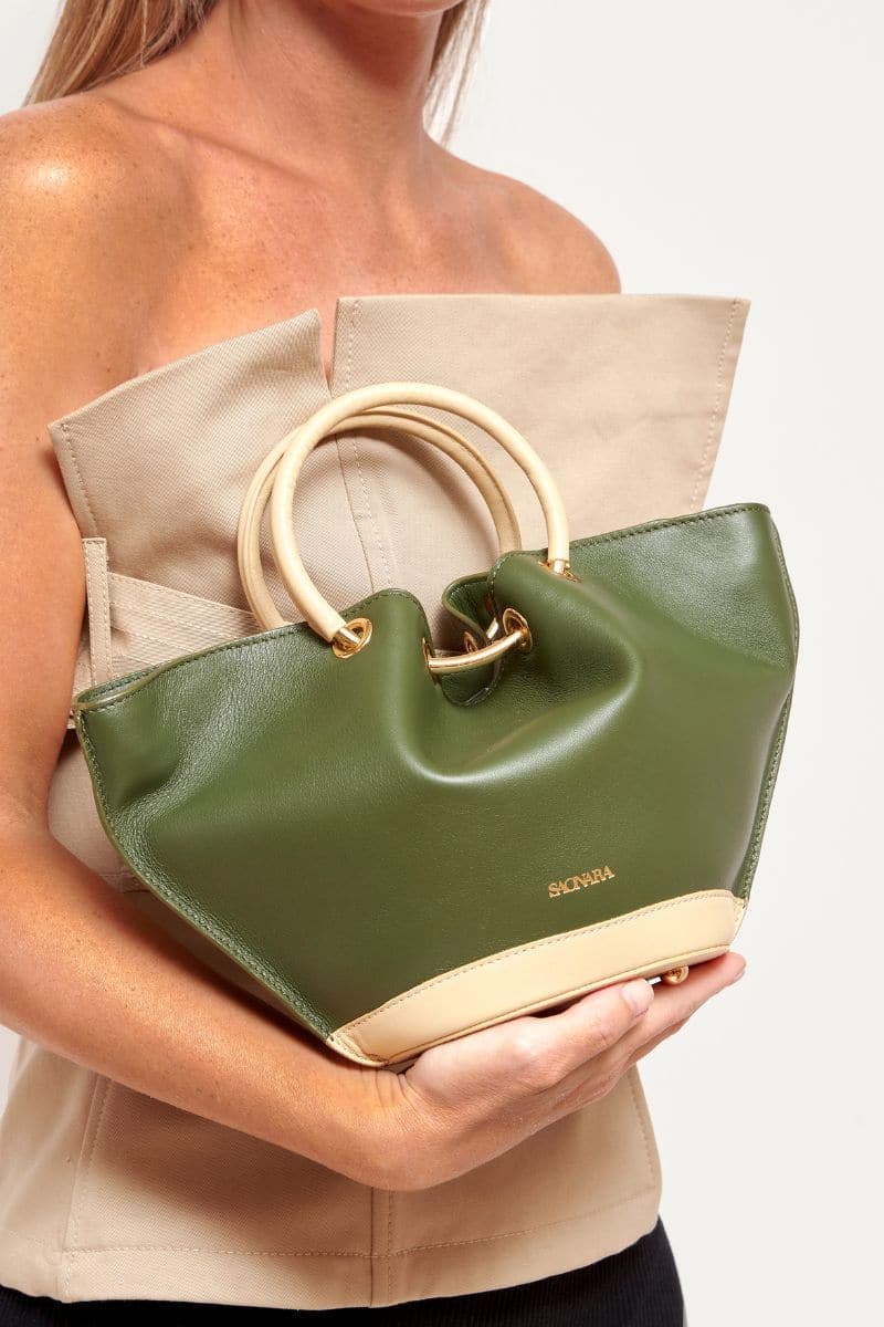MINI GREEN ARMY & CREAM CAPAZO BAG - Image 5