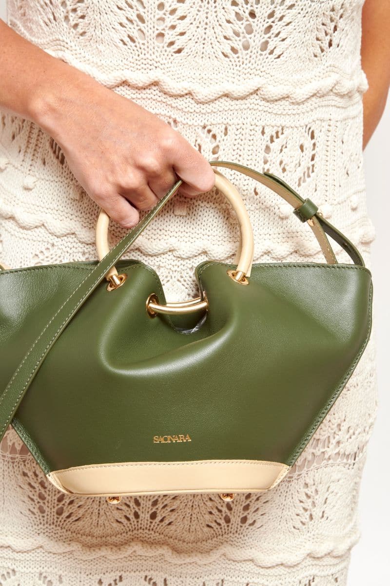 MINI GREEN ARMY & CREAM CAPAZO BAG - Image 7