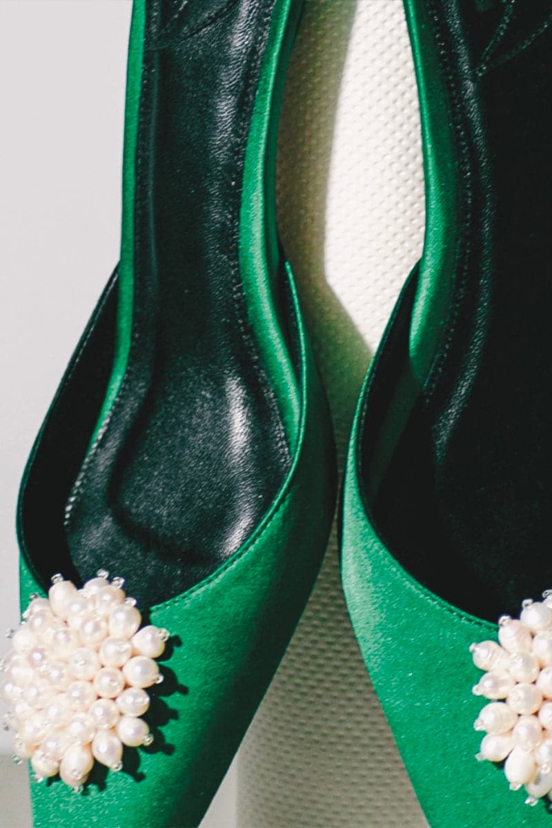 NALA FOREST GREEN KITTEN HEELS - Image 3