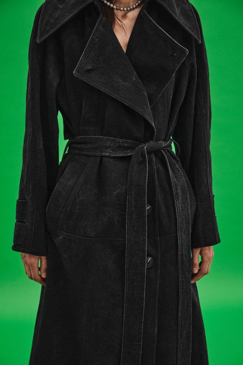 OVERSIZED WASHED DENIM TRENCH COAT - Image 3