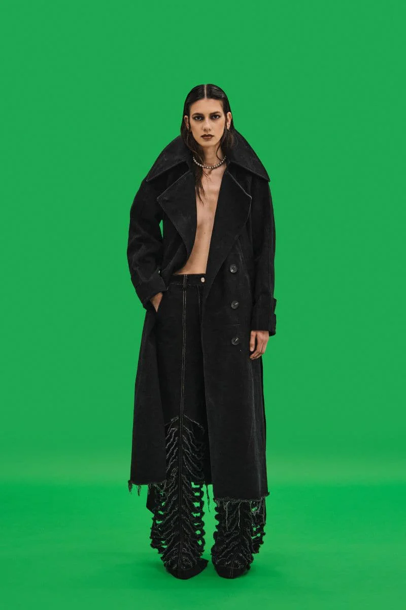 OVERSIZED WASHED DENIM TRENCH COAT - Image 4