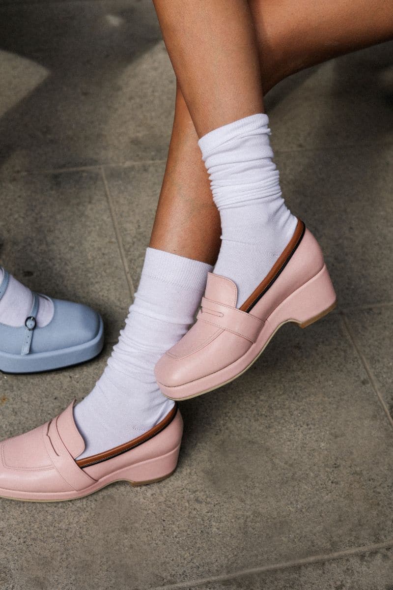 PENNY PINK LEATHER LOAFERS - Image 4