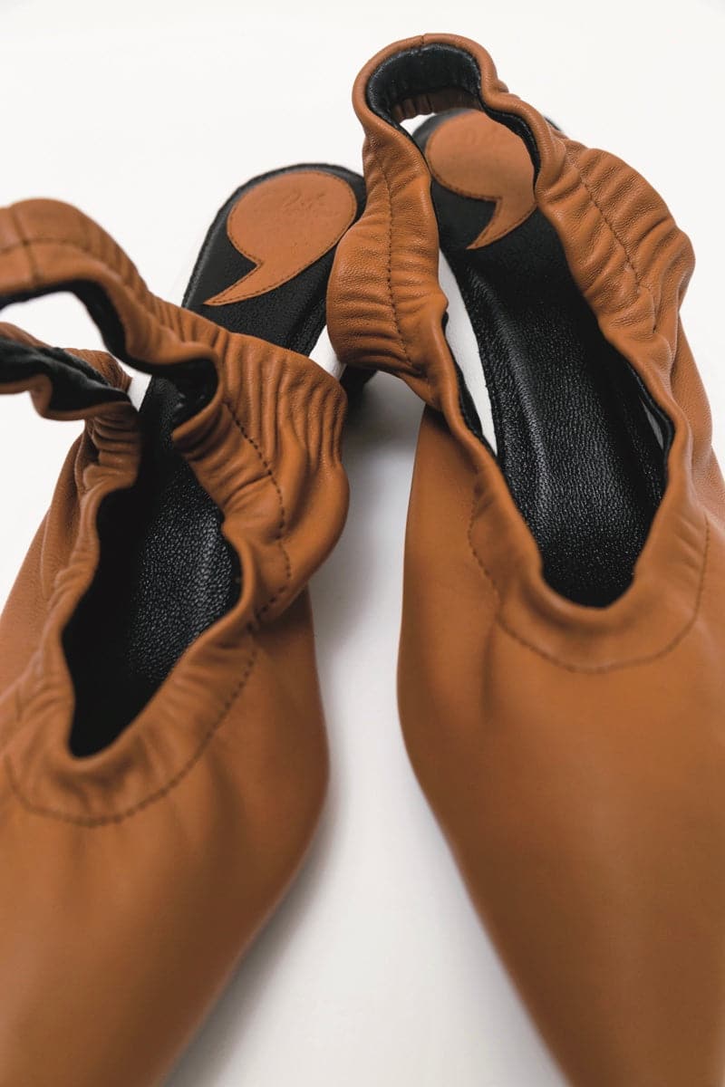 PHOEBE CARAMEL SLING-BACK HEELS - Image 3