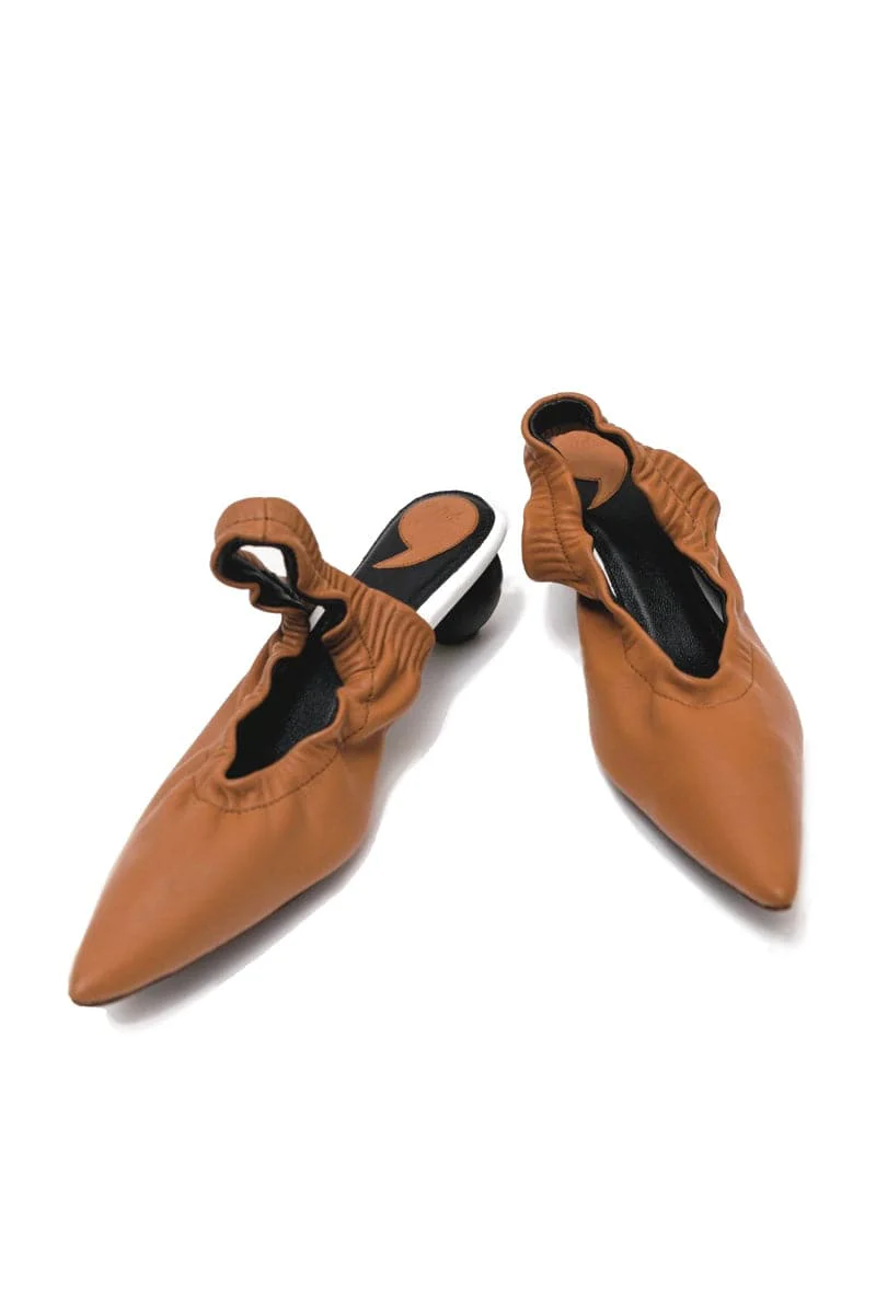 PHOEBE CARAMEL SLING-BACK HEELS - Image 5