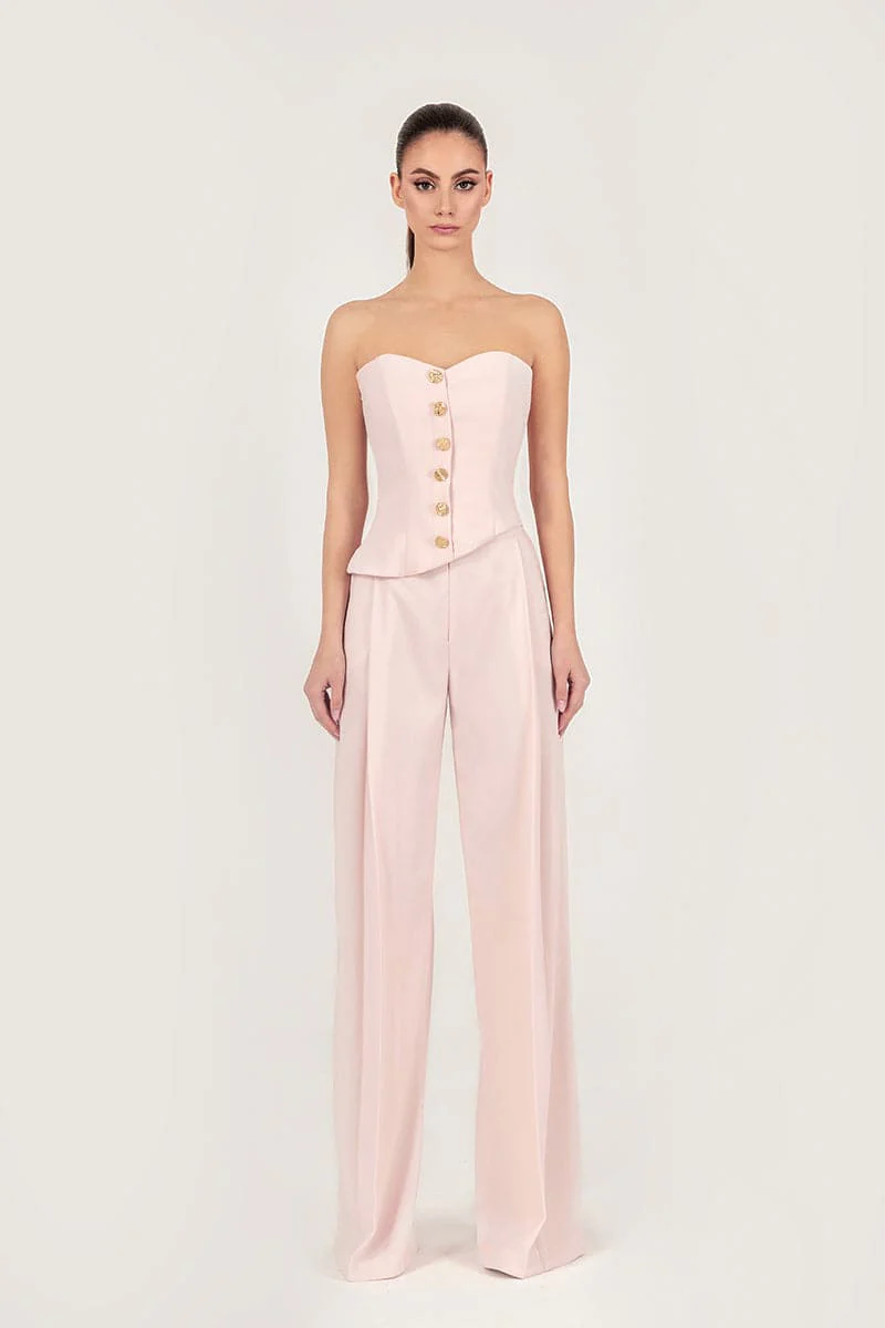 PINK CREPE WIDE-LEG PANTS - Image 5
