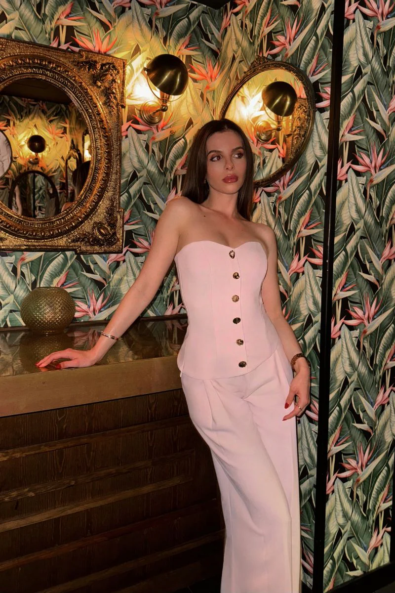 PINK CREPE WIDE-LEG PANTS - Image 6