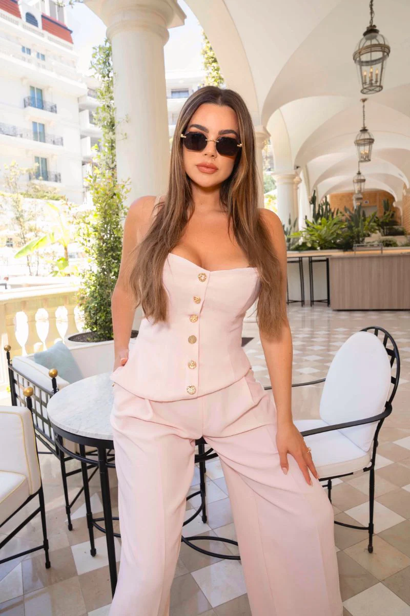 PINK CREPE WIDE-LEG PANTS - Image 8