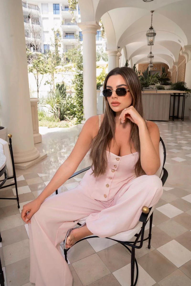 PINK CREPE WIDE-LEG PANTS - Image 9