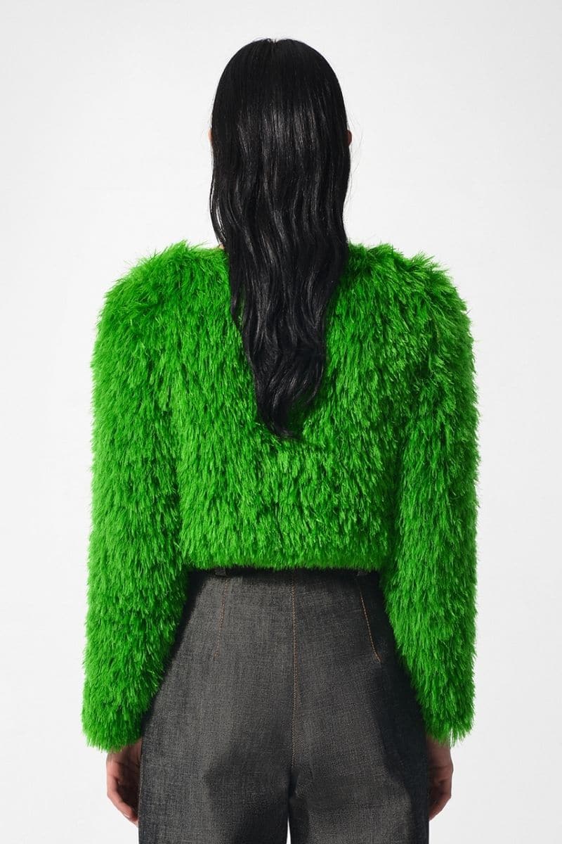 POP GREEN FLUFFY CARDIGAN - Image 4