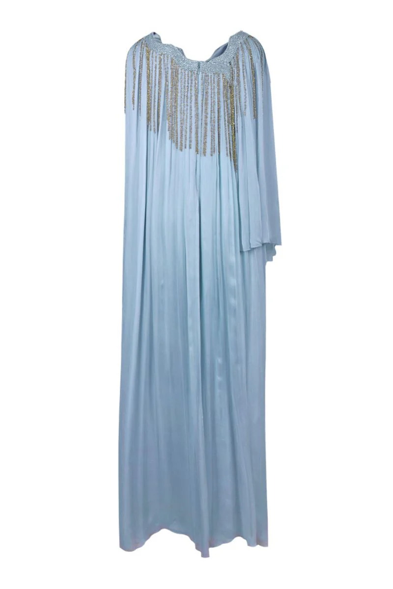 POWDER BLUE ANGULAR GATHERED KAFTAN - Image 4
