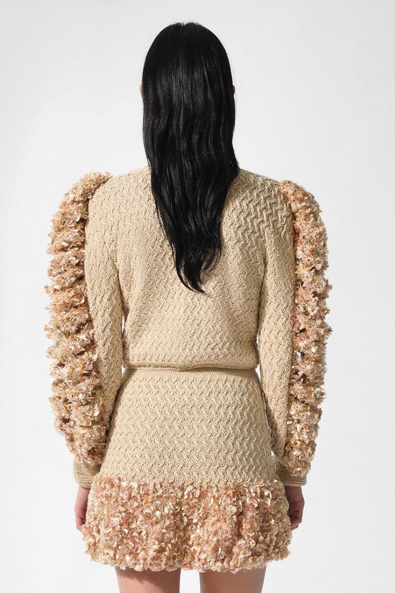 SANDY BEIGE HAND KNITTED CARDIGAN - Image 3