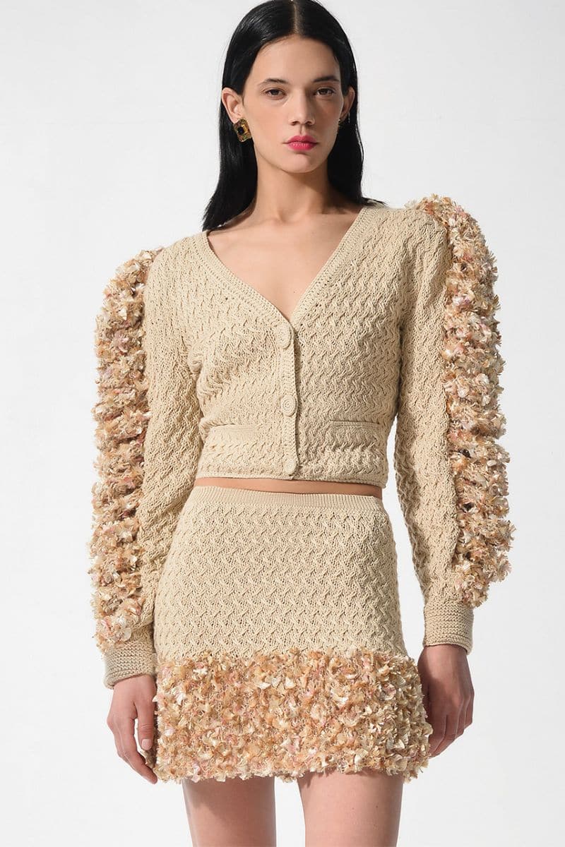 SANDY BEIGE HAND KNITTED CARDIGAN - Image 4